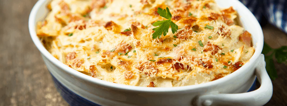 Запеканка из макарон с курицей
